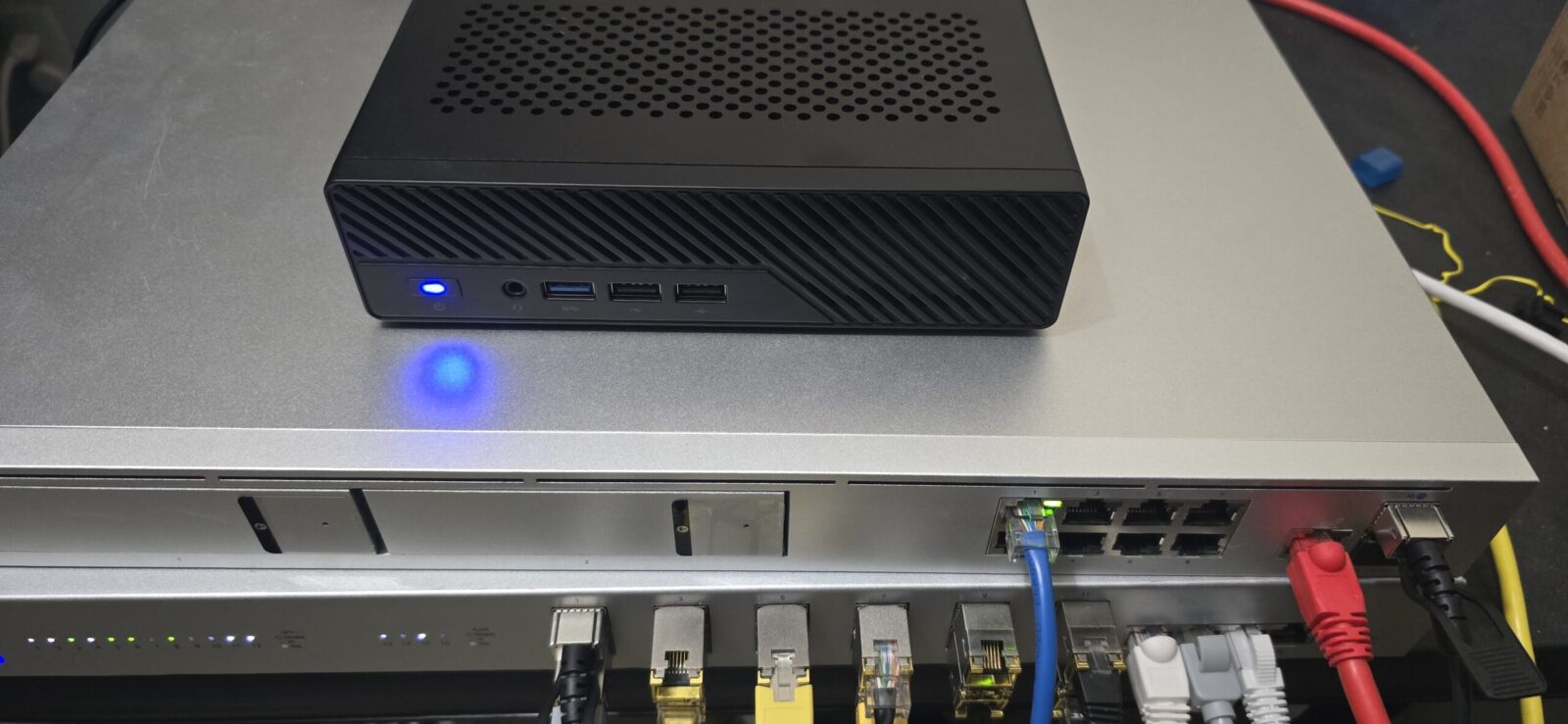 MinisForum MS-01 home lab server running Proxmox