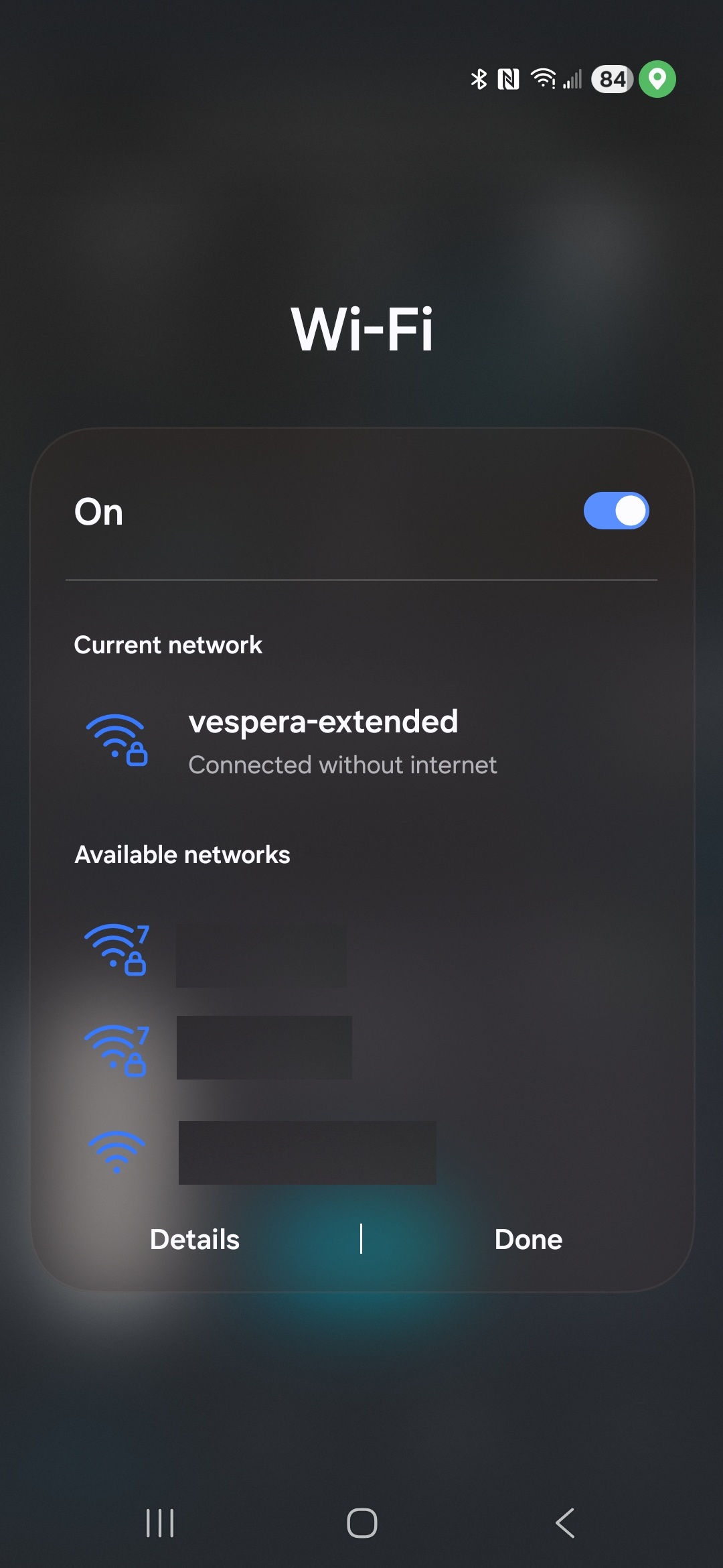Singularity app Wi-Fi connection screen on a phone