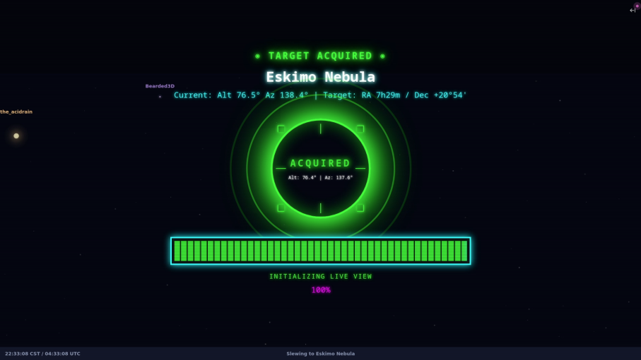Retro loading screen overlay showing target acquired